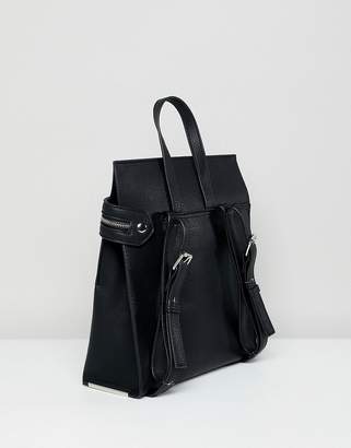 Faith Black Zip Front Pocket Minimal Backpack
