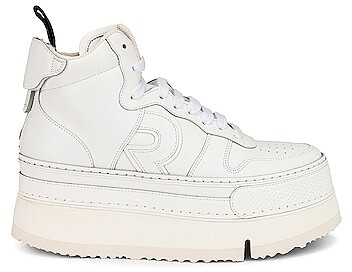 R 13 High Top Platform Sneaker in White - ShopStyle