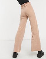Thumbnail for your product : ASOS Tall ASOS DESIGN Tall brushed rib wide leg pants with paperbag waist in pink