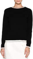 Thumbnail for your product : Tomas Maier Knit Pullover Sweater w/Sheer Rib Trim, Black