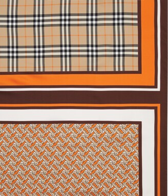 BURBERRY｜SCARVES (Monogram, Icon Stripe and Check Print BURBERRY Monogram Icon Stripe And Check Print Silk Scarf