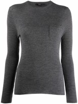 Thumbnail for your product : Seventy Ribbed-Knit Pocket Wool Jumper