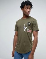 Thumbnail for your product : ONLY & SONS Longline T-Shirt With Badge Detailing And Curved Hem