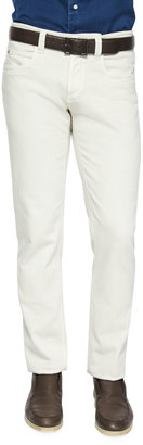 Loro Piana Five-Pocket Stretch Denim Jeans, Cream