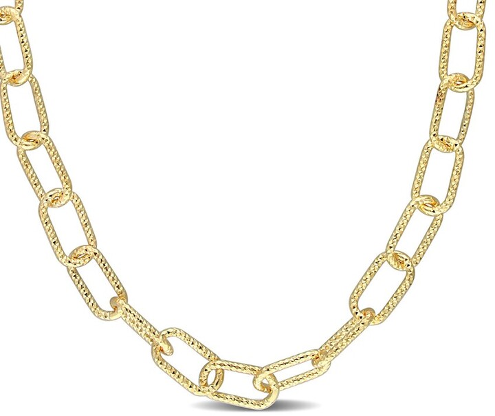 18K Over Italian Silver Paperclip Chain Necklace