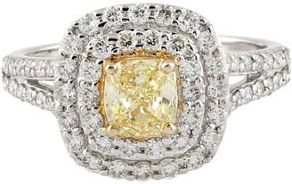 Artisan 18k Solid White Gold Pave Diamond Designer Ring Women's Jewelry