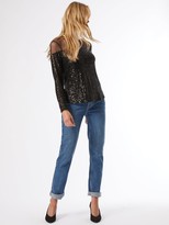Thumbnail for your product : Dorothy Perkins Mesh Insert Sequin Long Sleeve Top Black