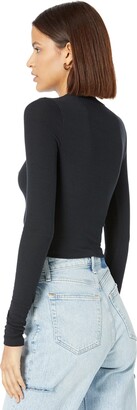 Abercrombie & Fitch Long Sleeve Essential Slim Crew (Black Beauty) Women's Clothing