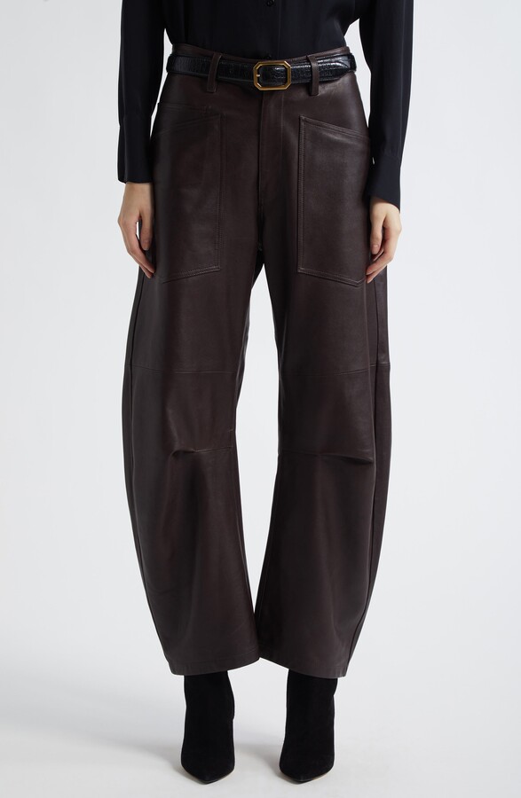 Nili Lotan Shon Barrel Leg Leather Pants