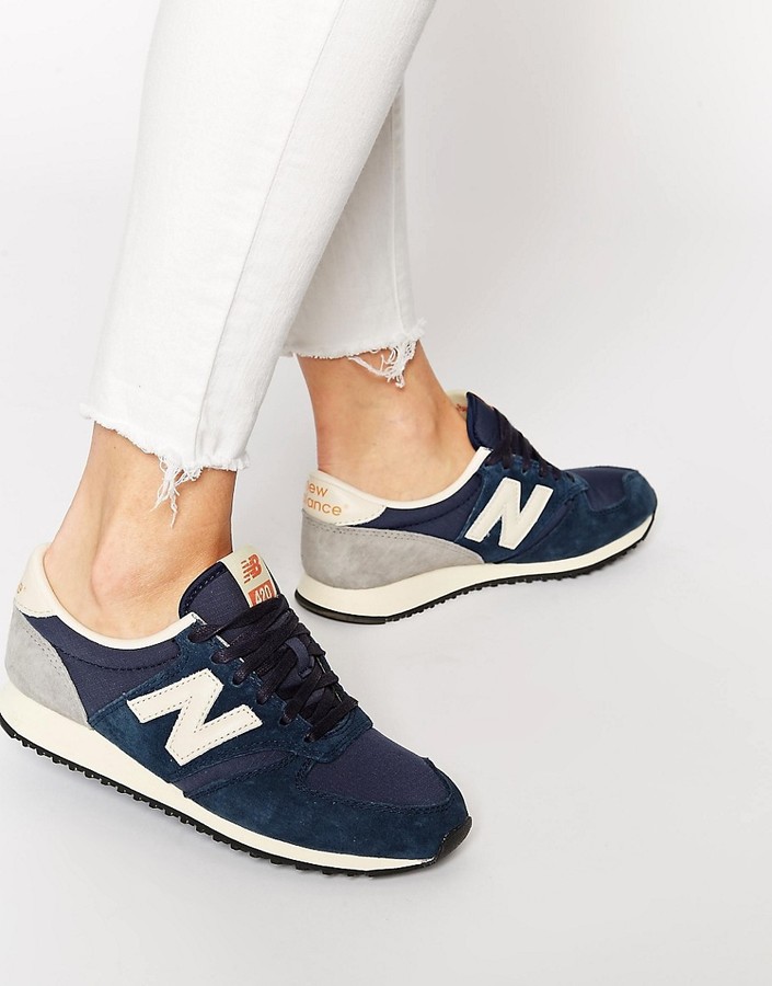 New Balance 420 Navy Vintage Sneakers - ShopStyle