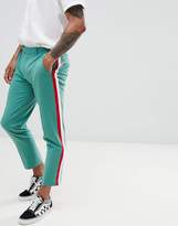 Thumbnail for your product : ASOS Design Skinny Crop Smart Trousers In Green With Red & White Side Stripe