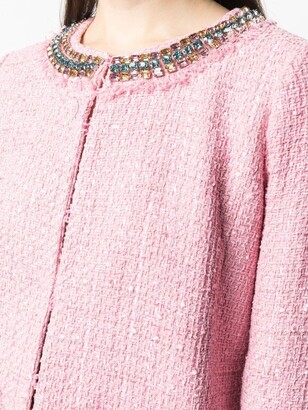 Blumarine Crystal-Embellished Tweed Jacket