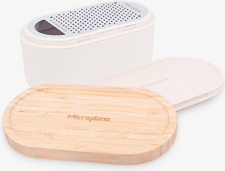 Microplane Cashmere and Bamboo Grate and Store Wooden Cheese Grater