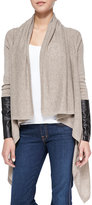 Thumbnail for your product : Autumn Cashmere Leather-Sleeve Draped Cashmere Cardigan