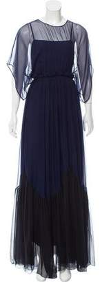 No.21 Pleat-Accented Sheer Silk Dress w/ Tags