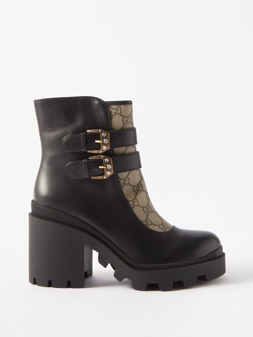 Gucci GGsupreme Canvas And Leather Ankle Boots Black ShopStyle