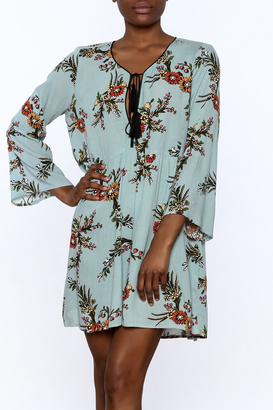 Glam Blue Floral Tunic Dress
