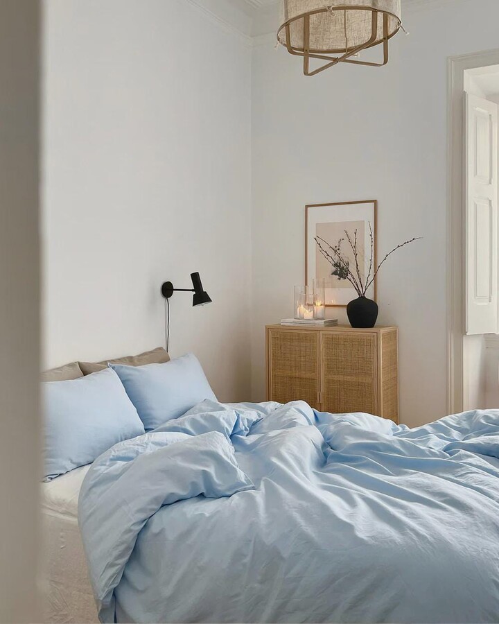 Etsy Linen Cotton Blend Duvet Cover Set in Sky Blue - 3 Piece Bedding Queen King Stonewashed Summer Duvet, Soft Breathable