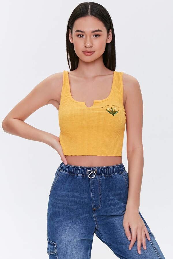 yellow crop tank top