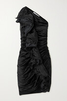 Thumbnail for your product : Bottega Veneta Asymmetric One-shoulder Ruffled Taffeta Mini Dress - Black