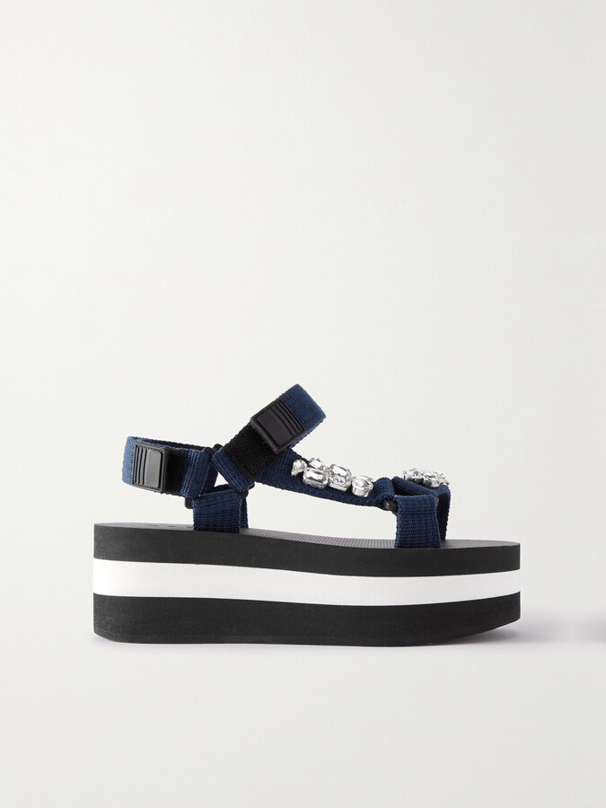navy flatform sandals