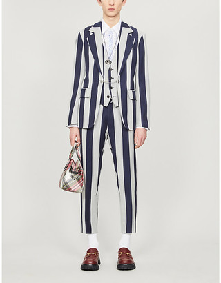 Vivienne Westwood Striped padded-shoulder wool and linen-blend blazer