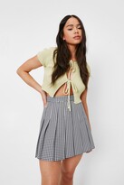 Thumbnail for your product : Nasty Gal Womens Petite Mono Check Pleated Mini Skirt - Black - 14