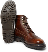 Thumbnail for your product : Grenson Sebastian Pebble-Grain Leather Longwing Brogue Boots