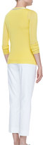 Thumbnail for your product : Michael Simon Button-Front Cardigan with Bead Trim, Yellow, Women's
