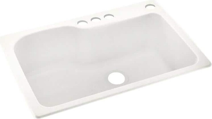 Swan Dual-Mount Solid Surface 33 in. x 22 in. 4-Hole Single Bowl Kitchen Sink in Tahiti Ivory