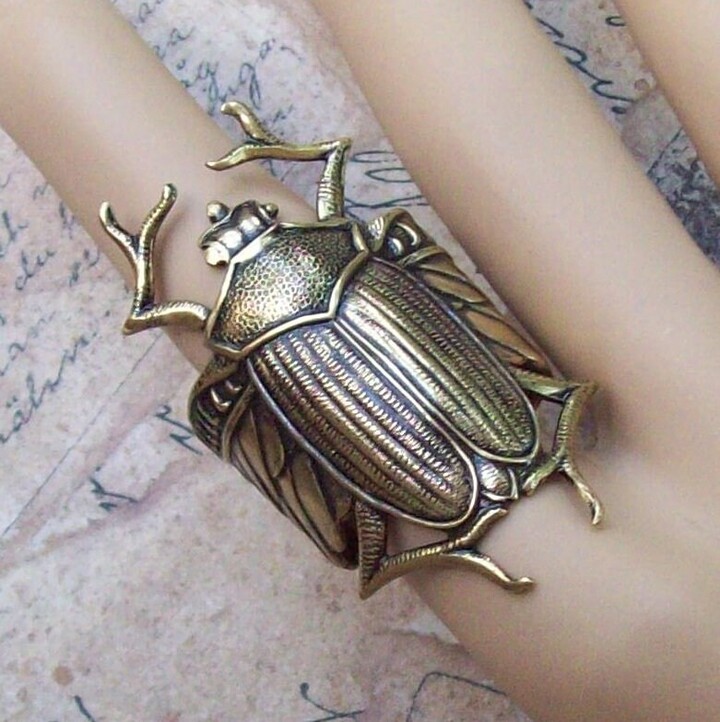 Etsy Adjustable Gold Scarab Ring, Brass Beetle Ring, Thumb Insect Adjustable, Autumn Bug, Egyptian, Finger Woman