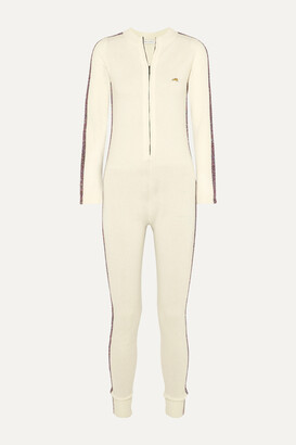 Bella Freud Futuristic Metallic Striped Merino Wool-blend Jumpsuit - White - x small