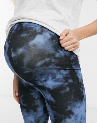 ASOS DESIGN maternity legging in blue tie dye print