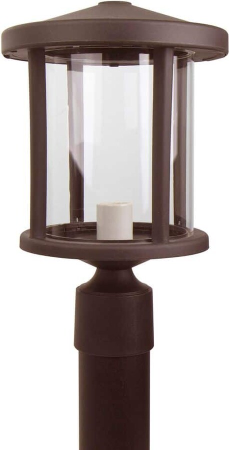 Solus Artisan Round 1-Light Bronze Hardwired Outdoor Weather Resistant Plastic Post Light with Clear Diffuser No Bulb Included