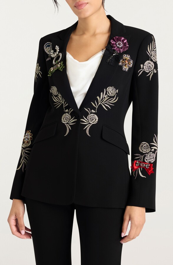 Cinq à Sept Heritage Rose Embroidery Cheyenne Blazer