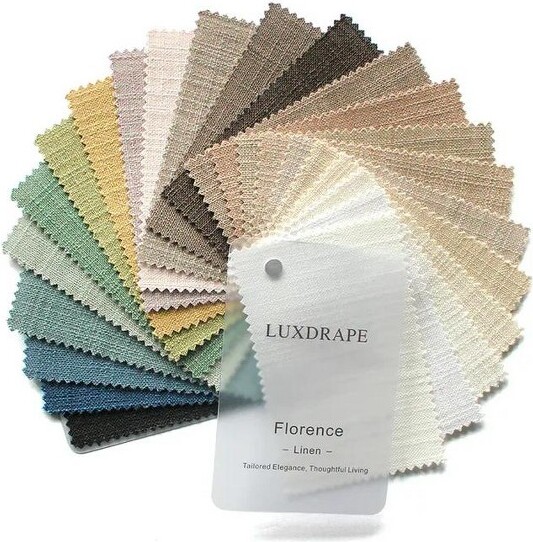 LuxDrapeFlorenceLinenCurtainFabricSampleBooklet,FabricColorSwatches,24Colors,1KitforLivingroom