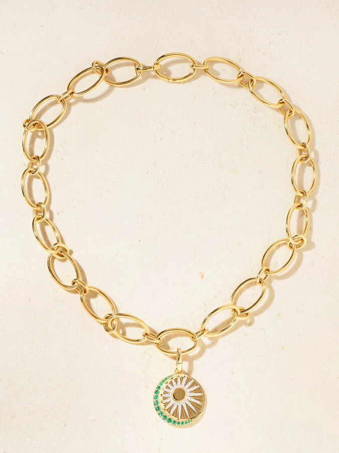 Foundrae Balance 18-karat Gold, Emerald And Diamond Necklace - One size