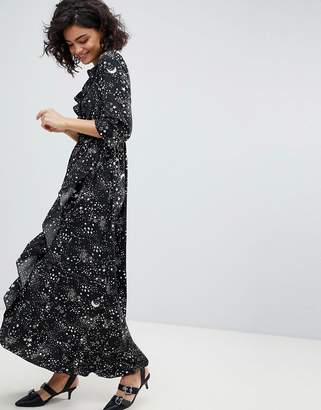 Vero Moda Star Print Wrap Maxi Dress