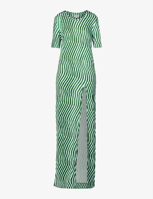 Green and blue striped jersey dress Clearance