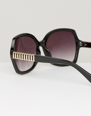 South Beach Oversized Square Sunglasses With Metal Arm Detail