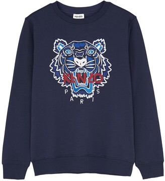 Kenzo Navy logo-embroidered cotton sweatshirt (14 years) - ShopStyle