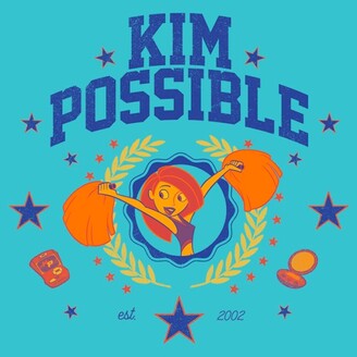 Disney Girl's Kim Possible Cheerleader Kim Est. 2002 T-Shirt - Tahiti Blue - Large
