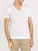 Thumbnail for your product : 120% Lino V Neck Linen Jersey T Shirt - Mens - White