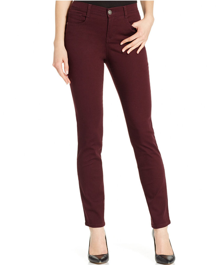 Style&Co. Style & Co. Petite Slim-Fit Tummy-Control Jeans, Burgundy ...