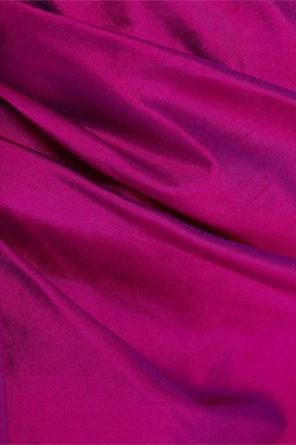 Rasario Strapless Draped Silk-shantung Midi Dress - Magenta