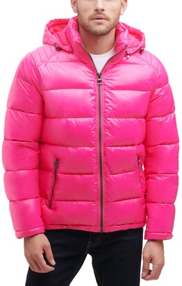 guess men's hooded puffer coat