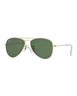 Ray-Ban Junior Children's Metal Aviator Sunglasses, Gold/Green