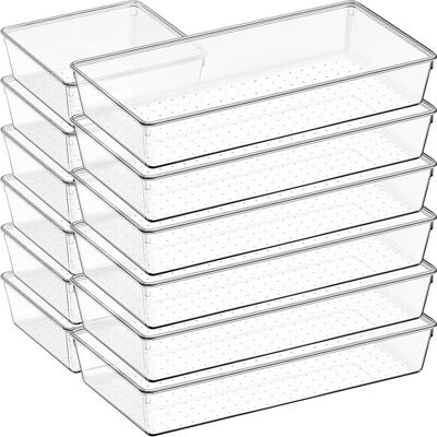 Rebrilliant 12-pack Large Clear Plastic Drawer Organizer Set