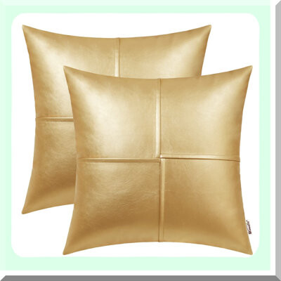 BRBCA Stitched Leather Pillow Covers - Set of 2 - Decorative Throw Pillows for Couch, Sofa, Bed - Living Room, Home, Garden