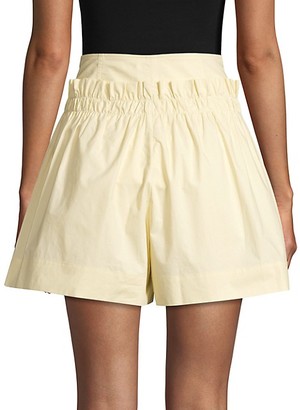 Tibi Ruffle High-Waist Cotton Shorts